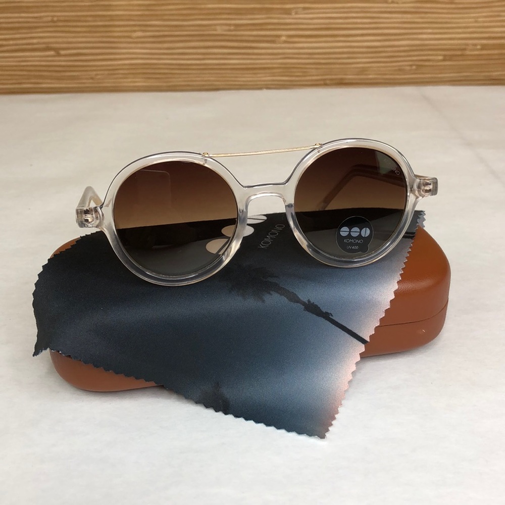 KOMONO Vivien Clear Sunglasses NEW Round Gold UV400 - Picture 5 of 12